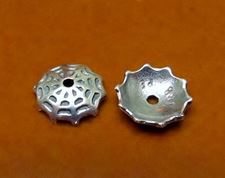 Picture of 10 mm, bead caps, spiderweb, JBB findings, silver-plated pewter, 2 pieces