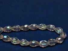 Picture of 10x7 mm, Czech faceted tear-shaped beads, crystal, transparent, AB