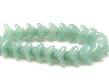 Picture of 12x10 mm, Czech druk beads, bellflower or Campanula, translucent, milky green-blue