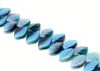 Image de 12x7 mm, perles de verre pressé tchèque, feuilles ondulées, tons bleus