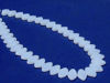 Picture of 12x7 mm, Czech druk beads, wavy leaf, white, translucent, opalite