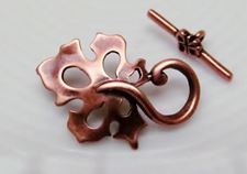 Picture of 15x22 mm, toggle clasp, oak leaf, JBB findings, copper-plated brass