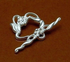 Picture of 16x19 mm, toggle clasp, flower and vine, JBB findings, silver-plated brass