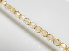 Image de 6x6 mm, perles à facettes tchèques rondes, transparentes, lustrées beige champagne