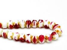 Image de 6x8 mm, perles à facettes tchèques rondelles, rose améthyste et blanc craie, finition picasso