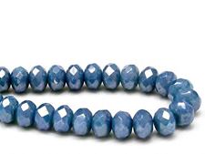 Picture of 6x8 mm, Czech faceted rondelle beads, light blue, opaque