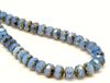 Image de 6x8 mm, perles à facettes tchèques rondelles, bleu royal opale pâle, translucide, travertin