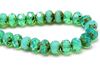 Image de 6x8 mm, perles à facettes tchèques rondelles, vert opale turquoise, translucide, travertin