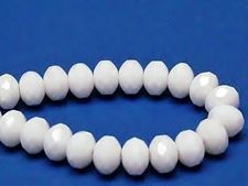 Picture of 6x9 mm, Czech faceted rondelle beads, chalk white, opaque, shimmering