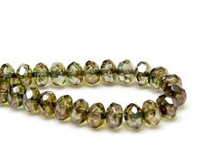 Image de 6x9 mm, perles à facettes tchèques rondelles, cristal, transparent, lustré vert mousse