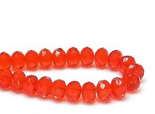 Picture of 6x9 mm, Czech faceted rondelle beads, hyacinth orange, transparent