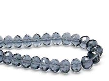 Image de 6x9 mm, perles à facettes tchèques rondelles, bleu gris moyen, transparent