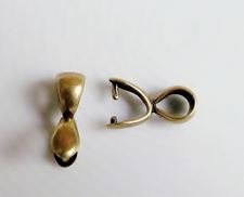 Picture of 8x5 mm, pinch bails, leaf, JBB findings, brass-plated pewter, antique patina