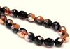 Picture of 8x8 mm, Czech faceted round beads, black, opaque, half tone rose gold mirror