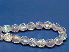Picture of 8x8 mm, Czech faceted round beads, crystal, transparent, AB