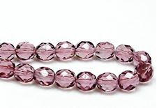 Picture of 8x8 mm, Czech faceted round beads, light amethyst purple, transparent