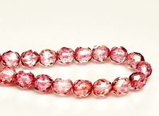 Picture of 8x8 mm, Czech faceted round beads, transparent, light topaz pink luster