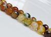 Picture of 8x8 mm, round, gemstone beads, natural striped agate, yellow brown, faceted