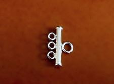 Picture of 9x13 mm, connector, multi-strands, 3 rings, tube, sterling silver, 2 pieces