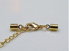 Picture of Clasp with cord end caps, 4 mm, gold-plated copper, 3 pieces