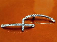 Picture of Connector, cross, rhodium-plated, pavé crystal