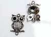 Picture of Connector, owl, gunmetal-plated, pavé crystal