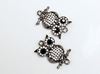 Picture of Connector, owl, gunmetal-plated, pavé crystal