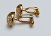 Picture of Cufflinks, oval, dome, transparent crystals in widget, gold-plated 