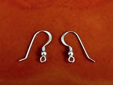 Picture of French hook ear wires, 14x20 mm, with coil, ball and loop, sterling silver, 1 pair