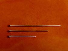 Picture of Head pins, 1 inch, 21 gauge, silver-plated brass, 10 pieces