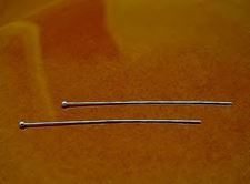 Picture of Head pins, 2 inches, 24 gauge, 1.5 mm ball, sterling silver, 2 pieces