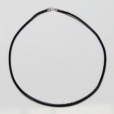 Afbeeldingen van Leren ketting koord, zwart, 3 mm, sterling zilveren karabijn slotje