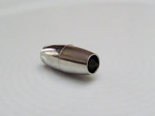 Image de Fermoir magnétique, 5x16 mm, forme de balle, à coller, plaqué rhodium, 2 pièces