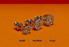 Picture of “Brilliant cut” modern stud earrings, sterling silver, round cubic zirconia, medium, 7.7 mm