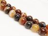 Picture of 10x10 mm, round, gemstone beads, natural striped agate, caramel to deep brown