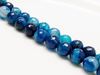 Picture of 10x10 mm, round, gemstone beads, natural striped agate, deep electric blue, faceted