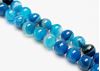 Picture of 12x12 mm, round, gemstone beads, natural striped agate, electric blue