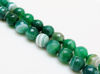 Picture of 10x10 mm, round, gemstone beads, natural striped agate, mint green to emerald green, faceted