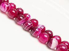 Picture of 10x10 mm, round, gemstone beads, natural striped agate, rose red