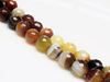Picture of 10x10 mm, round, gemstone beads, natural striped agate, yellow brown, faceted