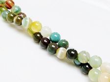 Picture of 6x6 mm, round, gemstone beads, natural striped agate, shades of green