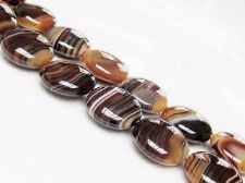 Picture of 18x18x7 mm, puffy coin, gemstone beads, natural striped agate, caramel to deep brown