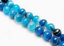 Image de 8x8 mm, perles rondes, pierres gemmes, agate à rayures naturelle, bleue