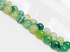 Picture of 8x8 mm, round, gemstone beads, natural striped agate, variegated blue green and yellow green