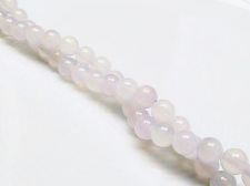 Image de 6x6 mm, perles rondes, pierres gemmes, agate, blanc avec un soupçon de violet