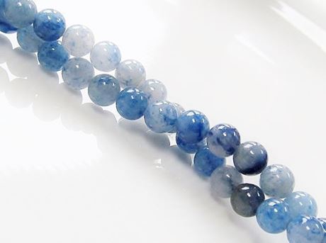 Picture of 6x6 mm, round, gemstone beads, aventurine, grey blue, natural