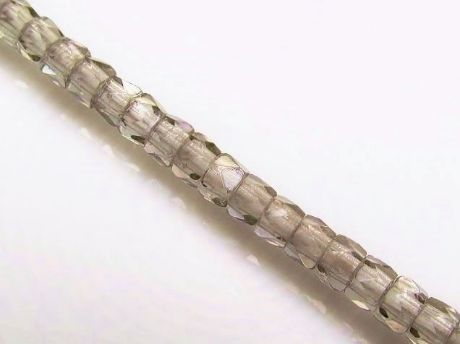 Image de 4x6 mm, perles  à facettes tchèques cylindriques au grand trou, gris fumé, transparent