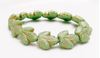 Picture of 16x14 mm, Czech druk beads, maple leaf, green-blue, matte, bronze patine, 6 pieces