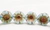 Image de 14x14 mm, perles de verre pressé tchèque, fleur hawaïenne, bleu ciel, mat, patine à effet dorée à l'ancienne