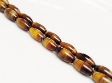 Picture of 12x6 mm, rice, gemstone beads, tiger eye, golden-brown, natural